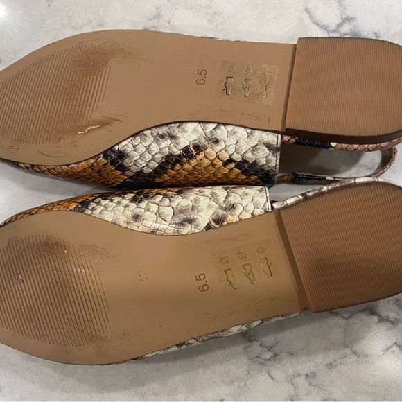 MADEWELL Margo Size 6.5 Leather Slingback Flats Pointed Snakeskin Shoes. - Picture 6 of 12